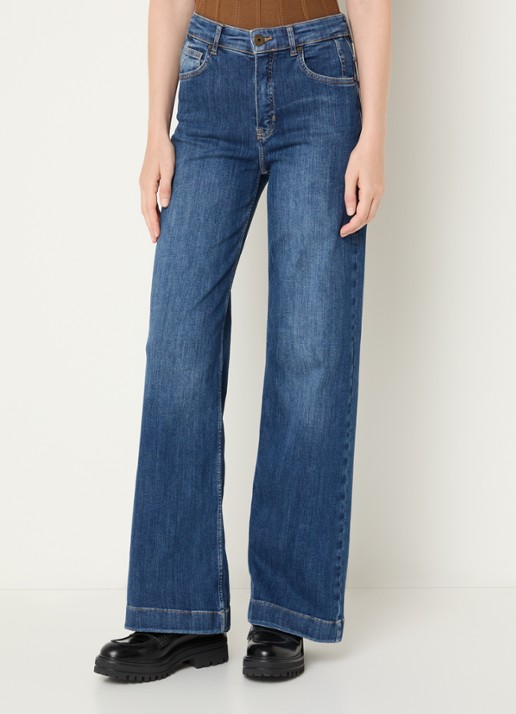 Rosner Studio Audrey high waist wide leg jeans met medium wassing - detail 3 indigo