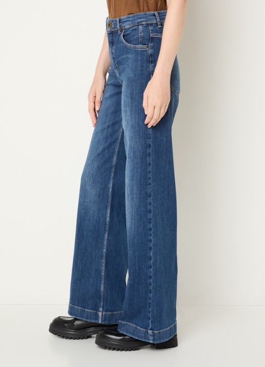 Rosner Studio Audrey high waist wide leg jeans met medium wassing - detail 4 indigo