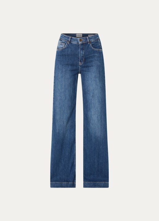 Rosner Studio Audrey high waist wide leg jeans met medium wassing - voorkant indigo