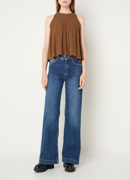 Rosner Studio Audrey high waist wide leg jeans met medium wassing - voorkant 2 indigo