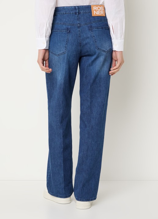 Rosner Studio Audrey high waist wide leg jeans met steekzakken - achterkant donkerblauw