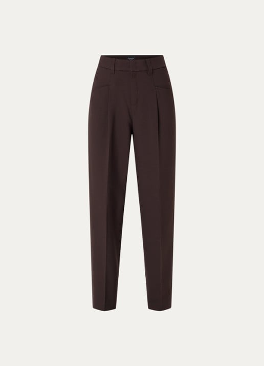 Rosner Studio High waist slim fit pantalon met steekzakken - voorkant 3 donkerbruin