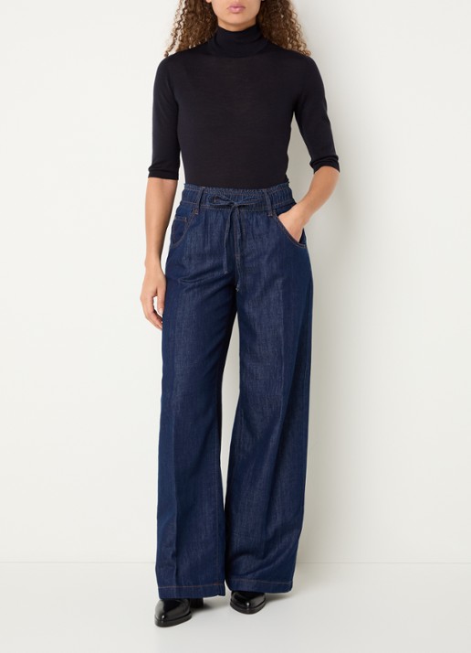 Rosner Studio High waist straight leg fit boek van chambray - voorkant 2 indigo