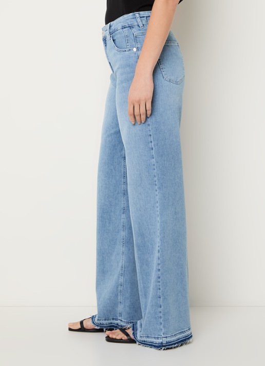 Rosner Studio High waist wide leg jeans met lichte wassing - detail 5 indigo