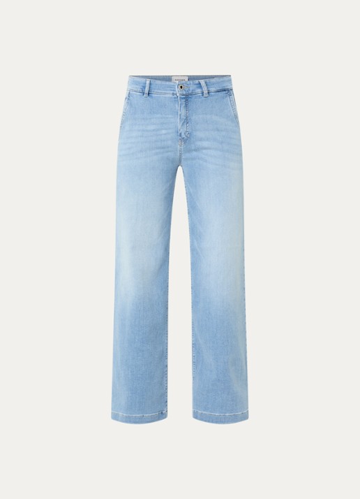 Rosner Studio High waist wide leg jeans met lichte wassing - voorkant indigo