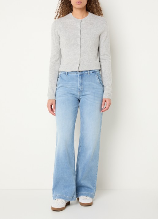 Rosner Studio High waist wide leg jeans met lichte wassing - voorkant 2 indigo