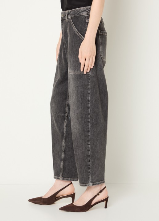 Rosner Studio Mara high waist cropped tapered jeans met medium wassing - detail 2 middengrijs