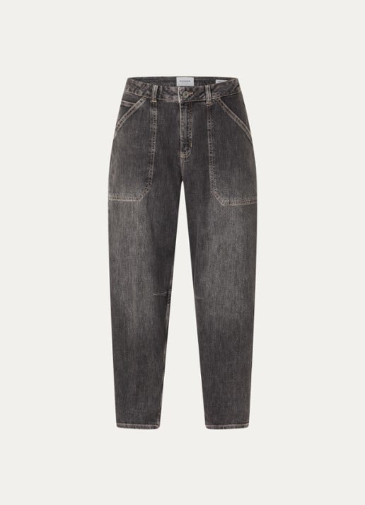 Rosner Studio Mara high waist cropped tapered jeans met medium wassing - voorkant 4 middengrijs