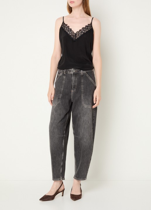 Rosner Studio Mara high waist cropped tapered jeans met medium wassing - voorkant 5 middengrijs