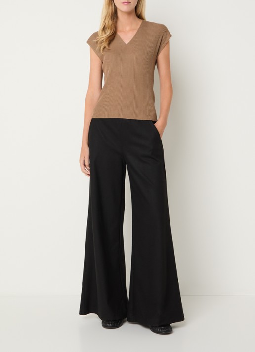 Rosner Studio Mara high waist flared fit palazzo broek met steekzakken - voorkant 3 zwart