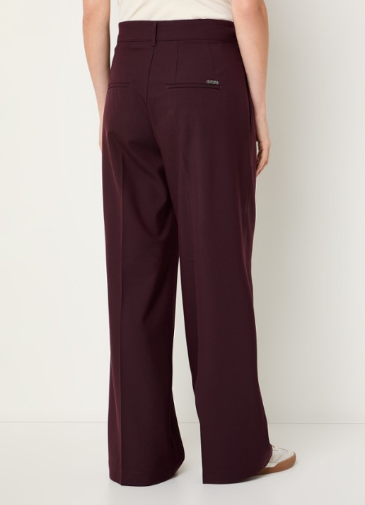 Rosner Studio Mara high waist loose fit pantalon met gemêleerd dessin - achterkant 4 aubergine