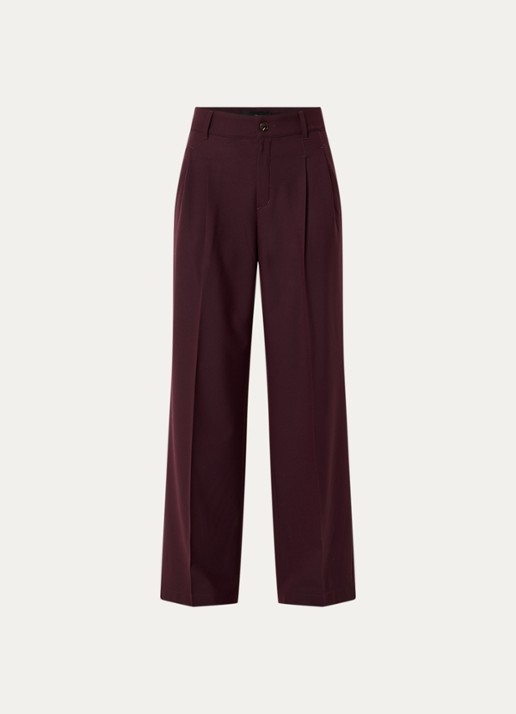 Rosner Studio Mara high waist loose fit pantalon met gemêleerd dessin - voorkant aubergine