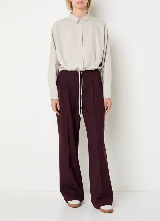Rosner Studio Mara high waist loose fit pantalon met gemêleerd dessin - voorkant 2 aubergine