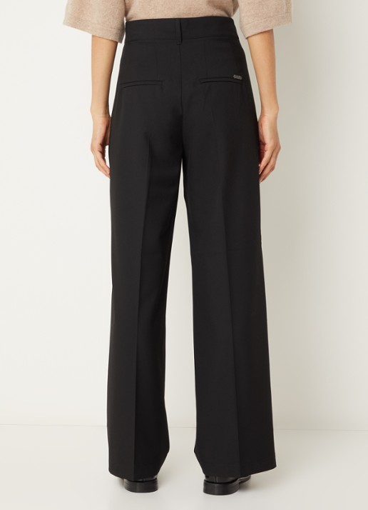 Rosner Studio Mara high waist loose fit pantalon met gemêleerd dessin - achterkant 3 zwart