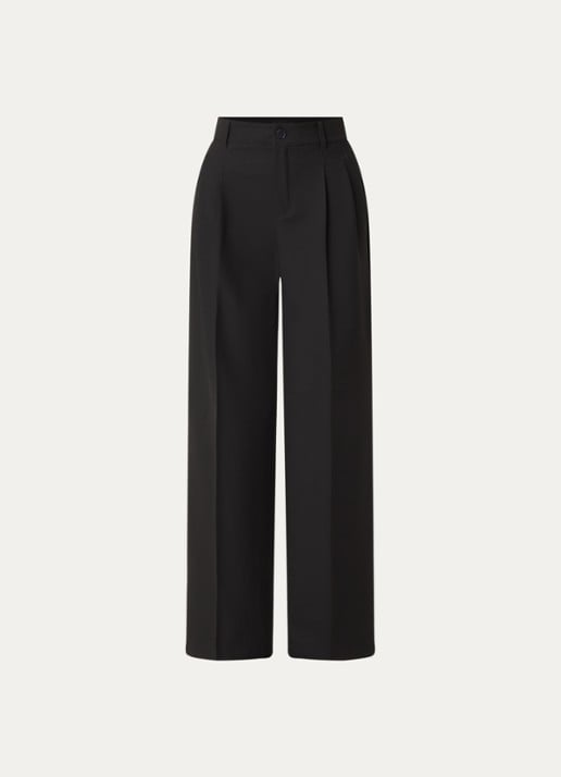 Rosner Studio Mara high waist loose fit pantalon met gemêleerd dessin - voorkant zwart