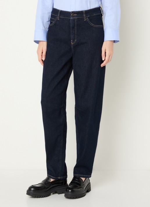 Rosner Studio Mara high waist tapered fit jeans met donkere wassing - detail indigo
