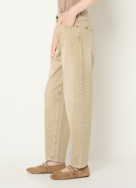 Rosner Studio Mara high waist tapered fit jeans met gekleurde wassing - detail 2 beige