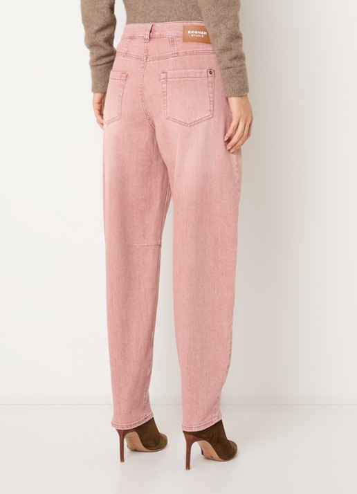 Rosner Studio Mara high waist tapered fit jeans met gekleurde wassing - achterkant oudroze
