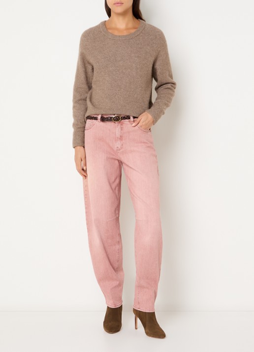 Rosner Studio Mara high waist tapered fit jeans met gekleurde wassing - voorkant 5 oudroze