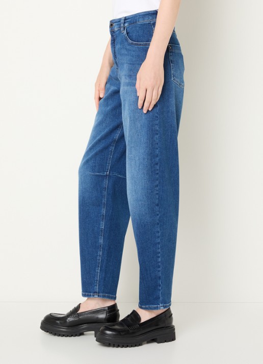 Rosner Studio Mara high waist tapered fit jeans met medium wassing - detail 2 indigo