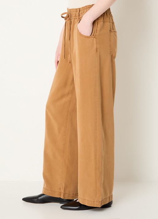 Rosner Studio Mid waist straight fit broek met steekzakken - detail 3 bruin