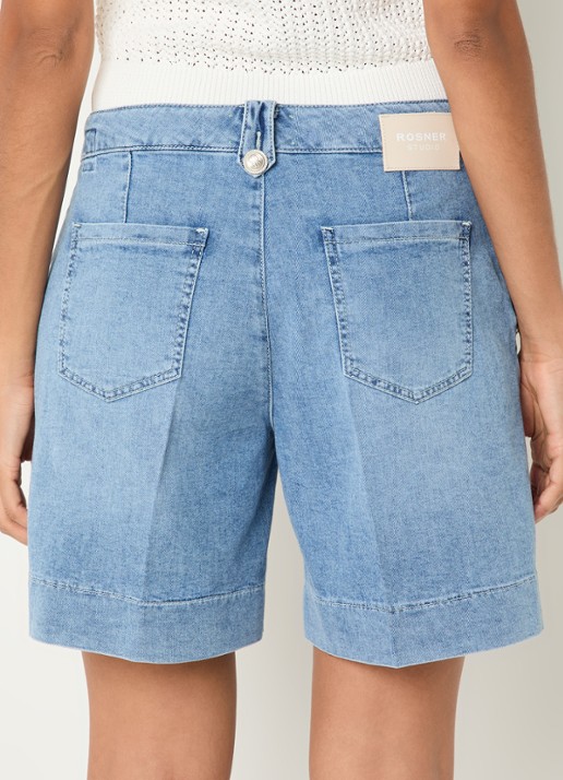 Rosner Studio Mid waist straight fit korte broek van denim - achterkant blauw