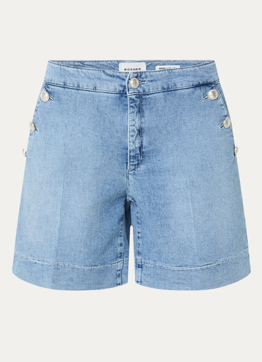 Rosner Studio Mid waist straight fit korte broek van denim - voorkant 3 blauw