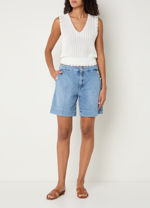 Rosner Studio Mid waist straight fit korte broek van denim - voorkant 4 blauw