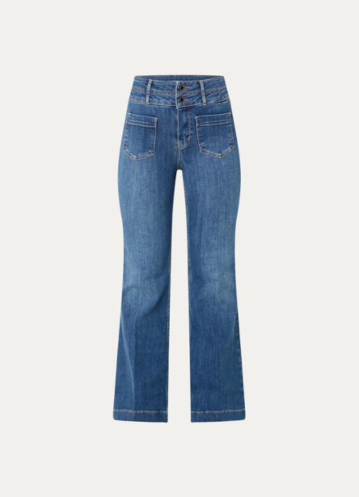 Rosner Studio Rosner high waist flared jeans met medium wassing - voorkant indigo