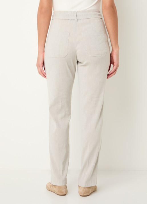 Rosner Studio Rosner high waist slim fit pantalon in linnenblend - achterkant 4 beige