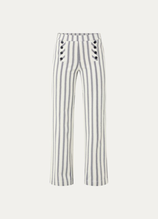 Rosner Studio Rosner high waist straight fit pantalon met streepprint - voorkant 3 donkerblauw