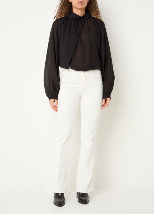 Rosner Studio Rosner mid waist flared jeans met lichte wassing - voorkant 4 wit