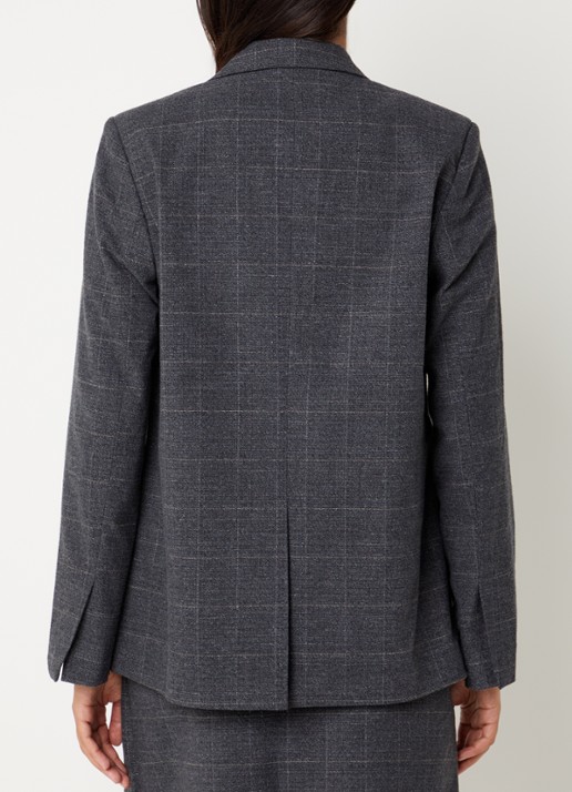 ROUGE EDIT Cara blazer met ruitdessin en opgestikte zakken - achterkant 4 antraciet