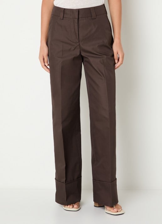 ROUGE EDIT Fransiska high waist straight fit pantalon van canvas