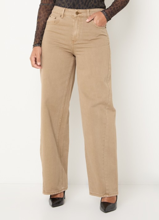 ROUGE EDIT High waist straight leg jeans met gekleurde wassing