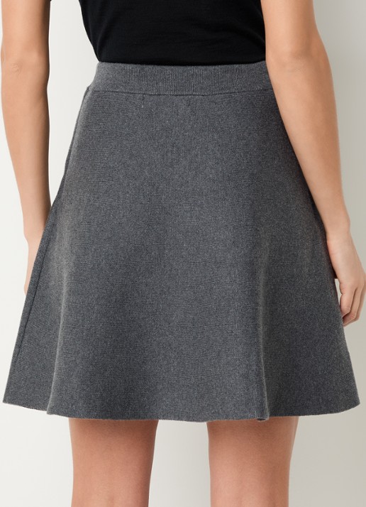 ROUGE EDIT Leah mini rok in wolblend - achterkant 4 grijs