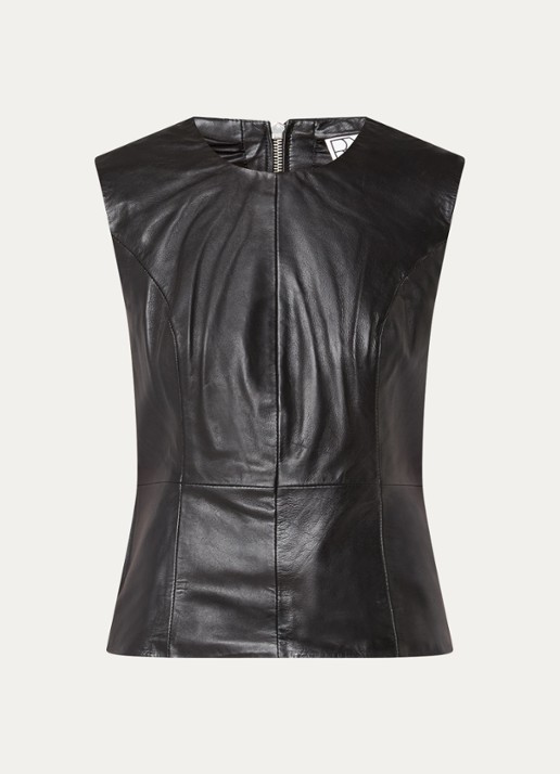 ROUGE EDIT Lini top van leer - voorkant 2 zwart