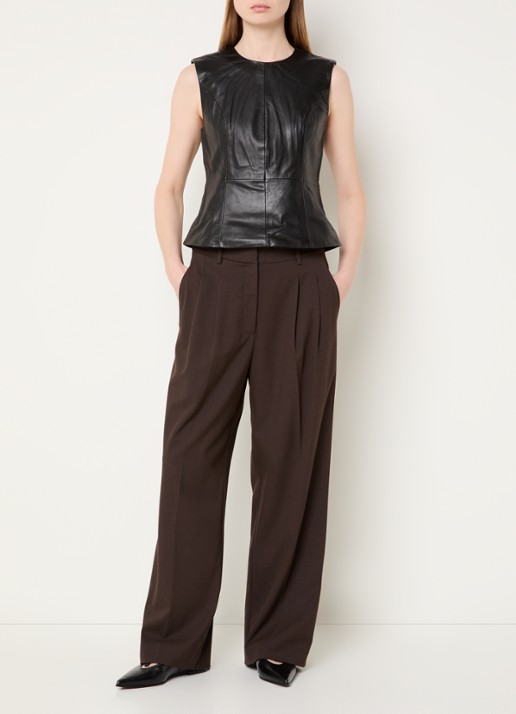 ROUGE EDIT Lini top van leer - voorkant 3 zwart