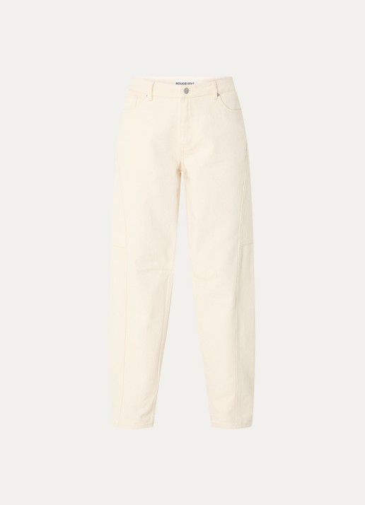 ROUGE EDIT Mae high waist loose fit jeans met gekleurde wassing - voorkant 7 beige