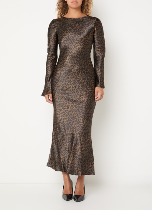 ROUGE EDIT Maxi jurk met panterprint