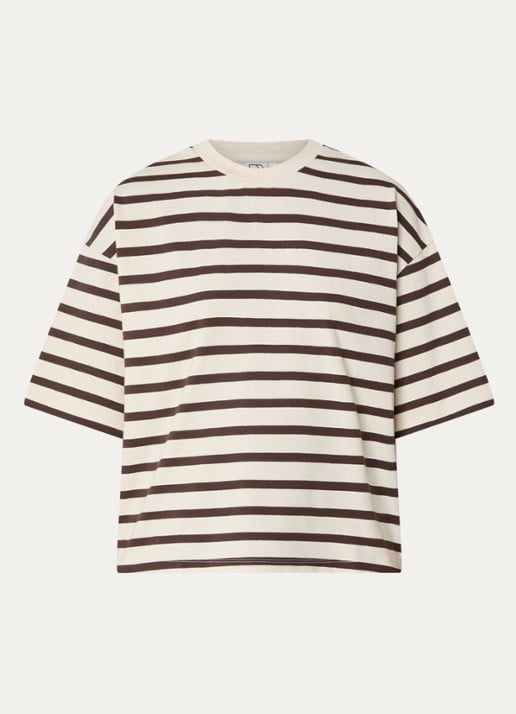 ROUGE EDIT Nanna T-shirt met ronde hals - voorkant 3 gebroken wit