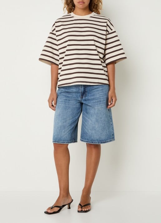 ROUGE EDIT Nanna T-shirt met ronde hals - voorkant 4 gebroken wit