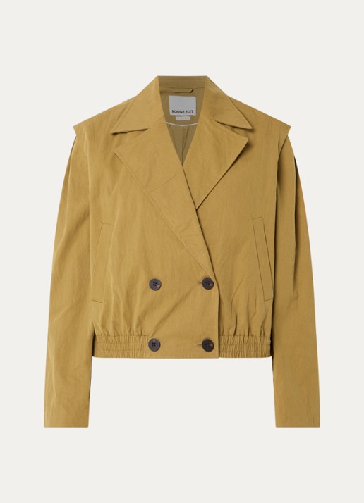 ROUGE EDIT Nola trenchcoat met steekzakken - voorkant mosterd