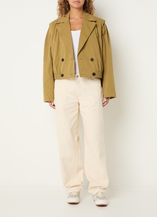 ROUGE EDIT Nola trenchcoat met steekzakken - voorkant 2 mosterd