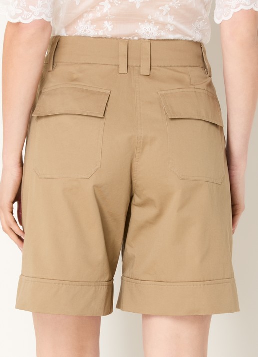 ROUGE EDIT Petra high waist wide fit korte broek - achterkant camel