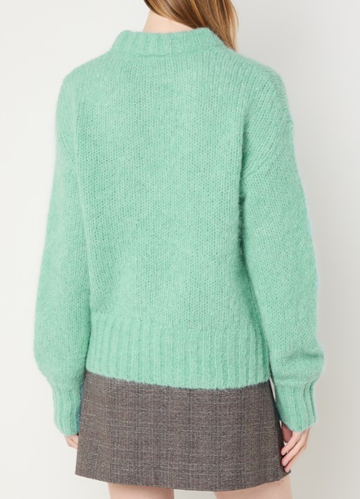 ROUGE EDIT Roubree grofgebreide trui in alpaca wolblend - achterkant mint