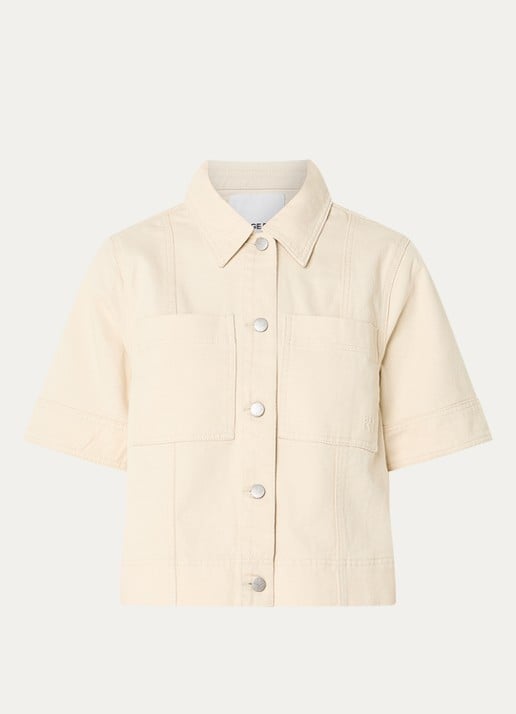 ROUGE EDIT Rouharper cropped spijkerjas met opgestikte zakken  - voorkant 2 beige