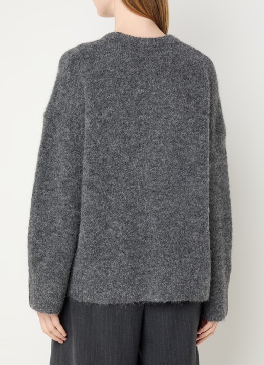 ROUGE EDIT Rouhaven grofgebreide trui in alpaca wolblend - achterkant 4 donkergrijs