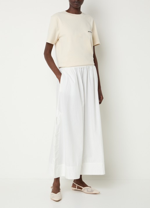 ROUGE EDIT Roulinne high waist maxi rok met steekzakken - voorkant 3 wit