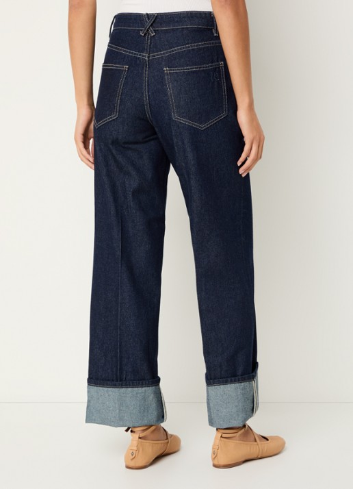 ROUGE EDIT Roumartine high waist straight leg jeans met donkere wassing - achterkant 4 indigo